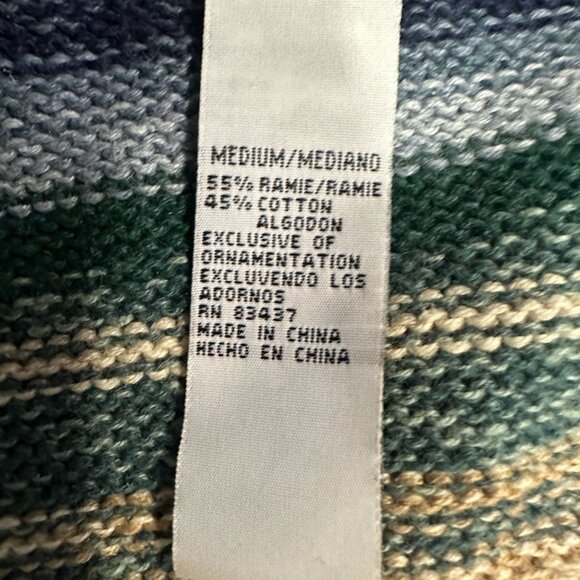 Vintage Tiara International Womens M Striped Tight Knit Sweater Full Zip Cotton - Picture 10 of 14